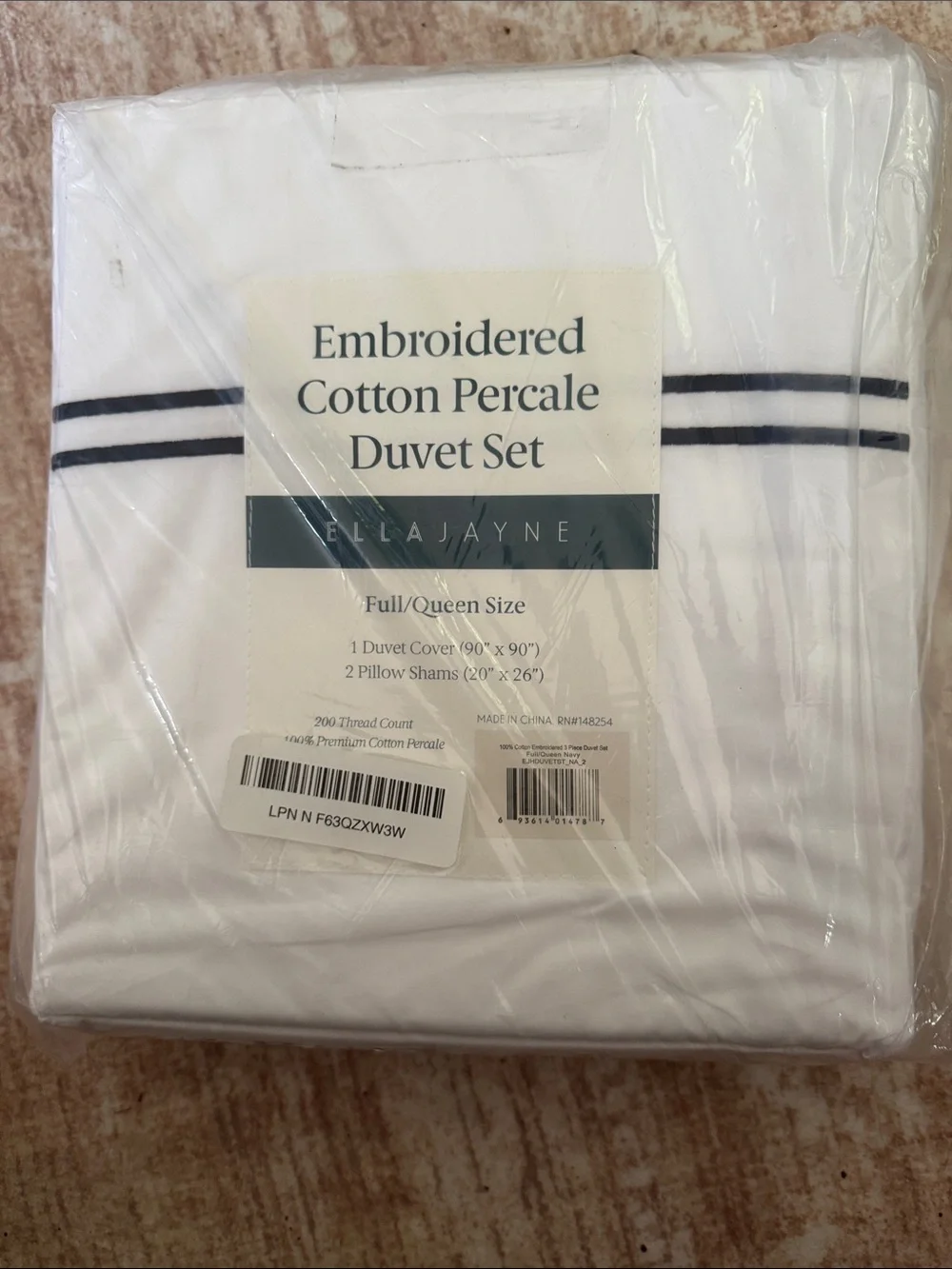 NEW Ella Jayne Duvet Cover Queen Size (3 Pieces), 100% Cotton Percale